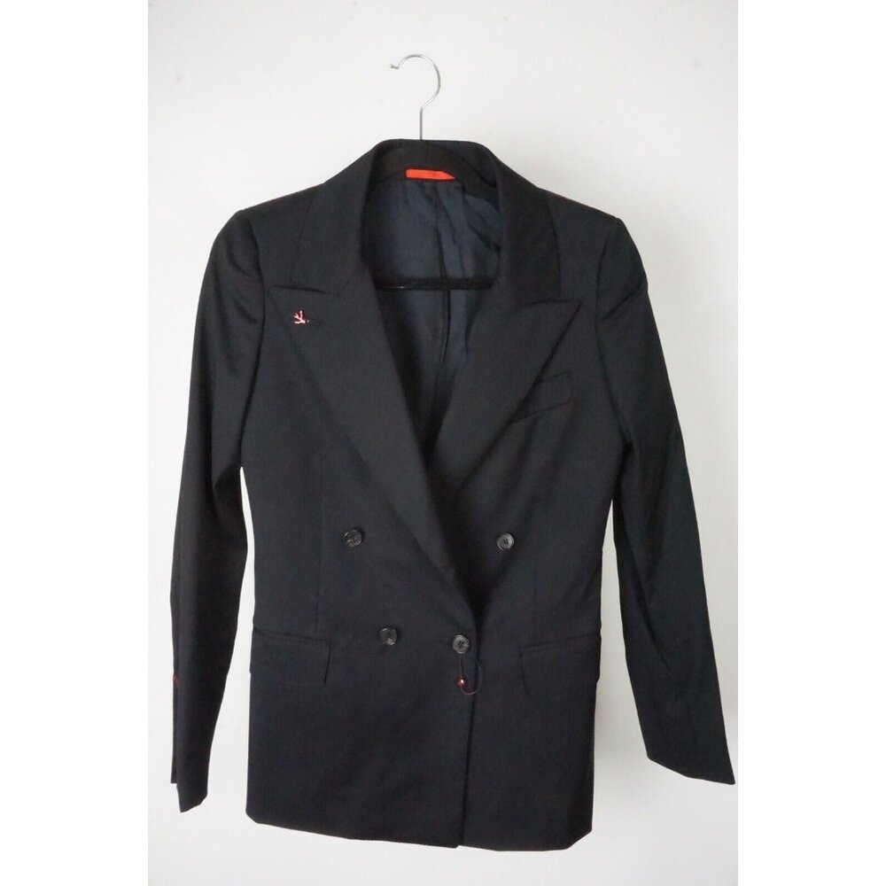 Isaia Carolina Navy Blue Peak Lapel Wool Womens Blazer Sz 40R BRAND NEW